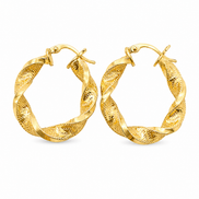 18K Gold Twisted Hoop Earrings for Women.
