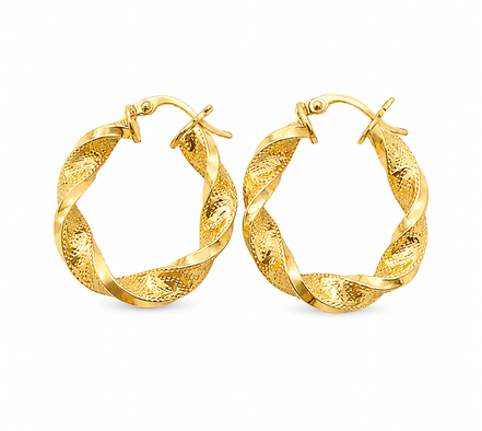 18K Gold Twisted Hoop Earrings for Women.