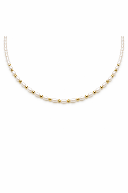 18K Gold Pearl Full Beaded Necklace.