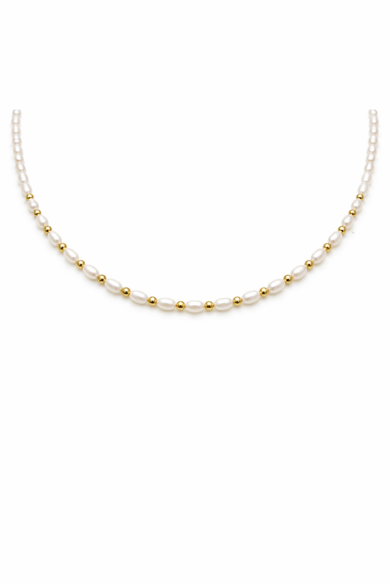 18K Gold Pearl Full Beaded Necklace.