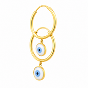18K Gold Evil Eye Hoop Earrings for Women.