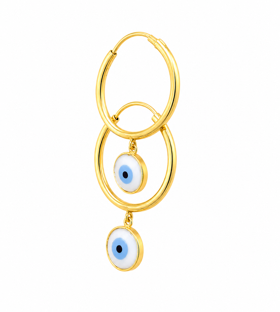 18K Gold Evil Eye Hoop Earrings for Women.