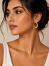 18K Gold Textured Hoop Earrings for Women.