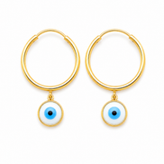 18K Gold Evil Eye Hoop Earrings for Women.