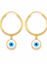 18K Gold Evil Eye Hoop Earrings for Women.