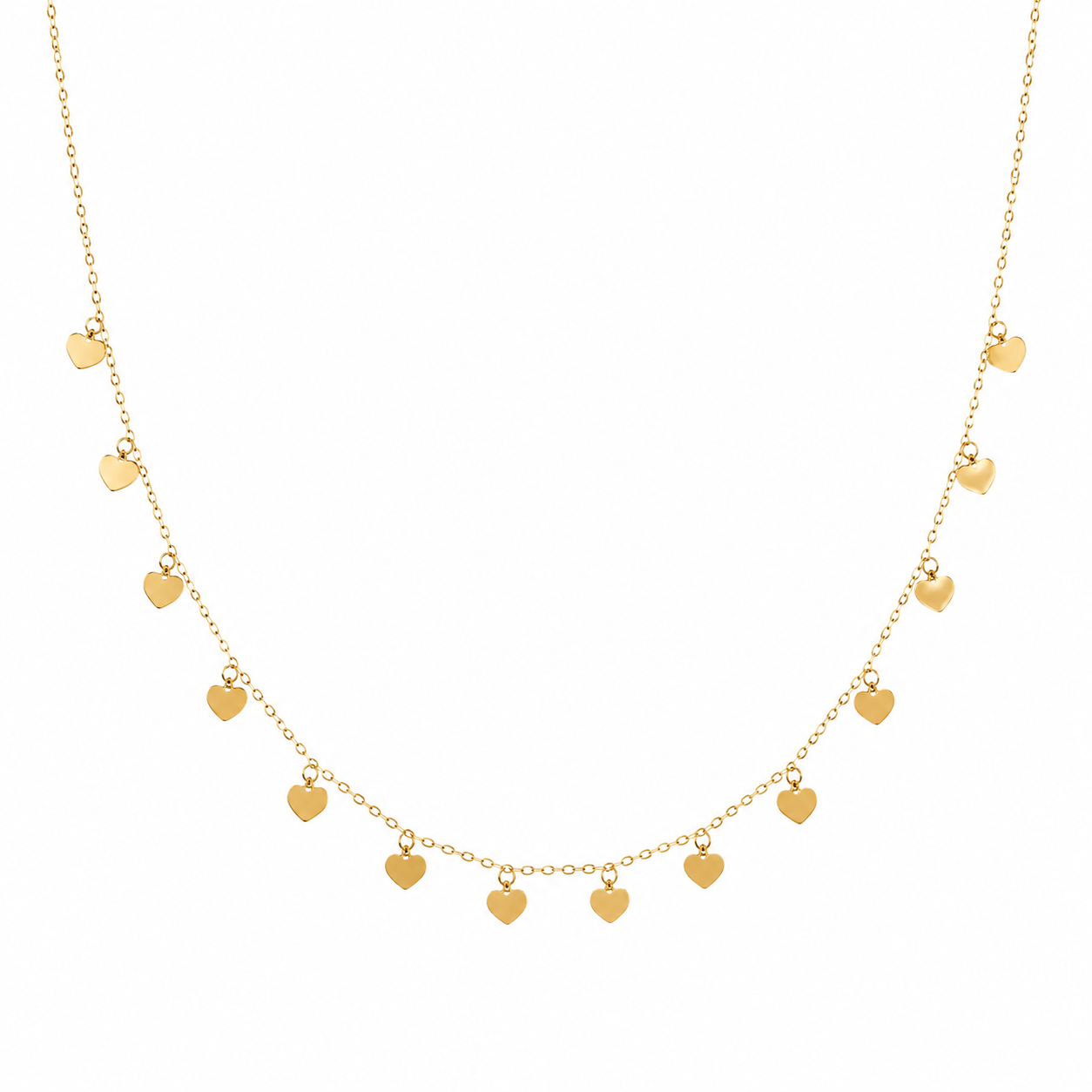 18K Gold Dainty Heart Charm Necklace for Women.
