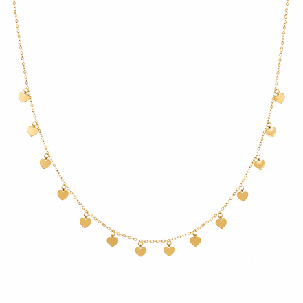 18K Gold Dainty Heart Charm Necklace for Women.