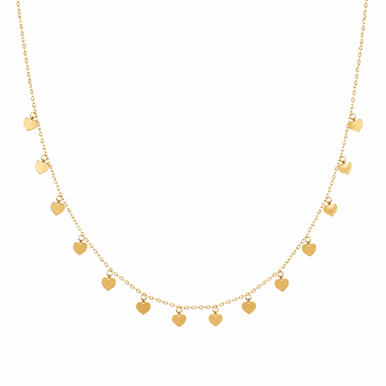 18K Gold Dainty Heart Charm Necklace for Women.