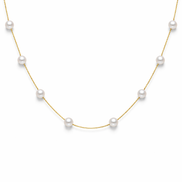 18K Gold Pearl Station Necklace.
