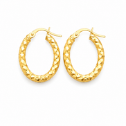 18K Gold Diamond - cut oval hoop earrings for Women.