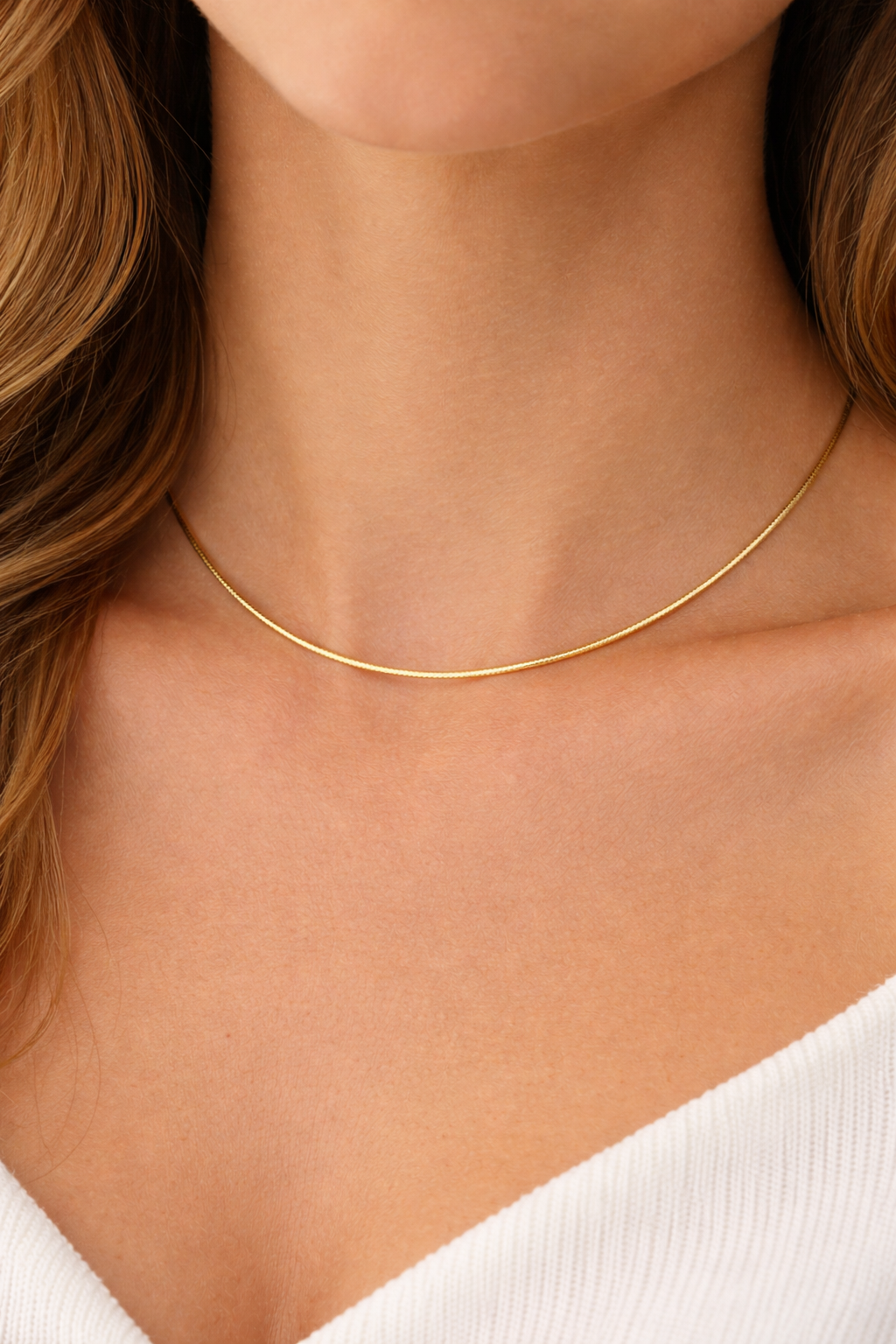 18K Gold Snake Chain Necklace.