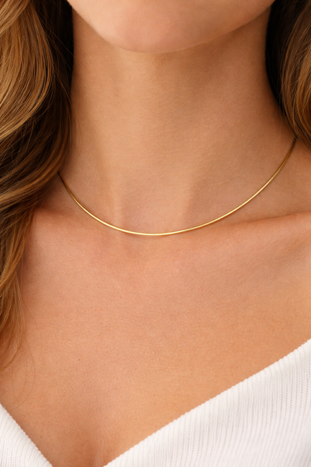 18K Gold Snake Chain Necklace.