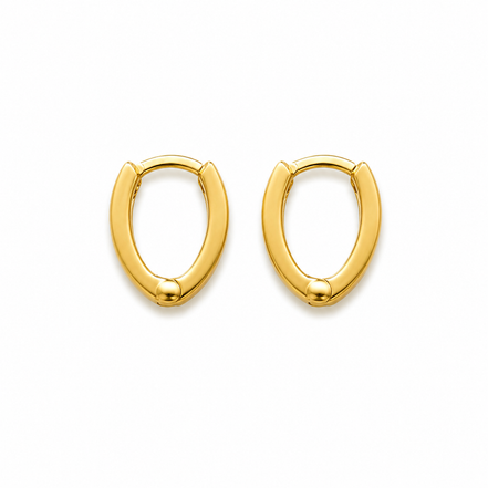 18K Gold Oval Hoop Earrings for Women.