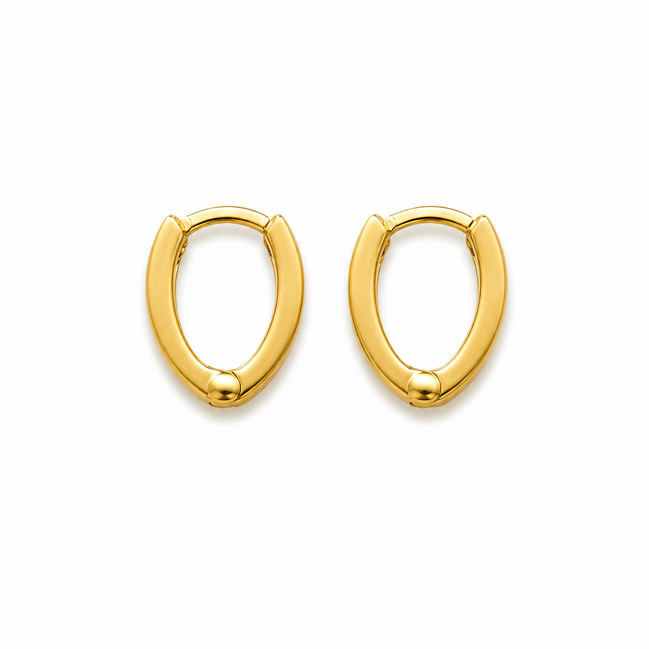 18K Gold Oval Hoop Earrings for Women.