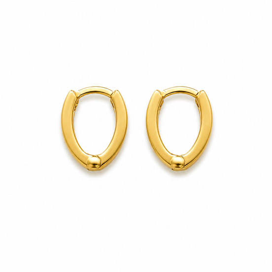 18K Gold Oval Hoop Earrings for Women.