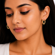 18K Gold Oval Hoop Earrings for Women.