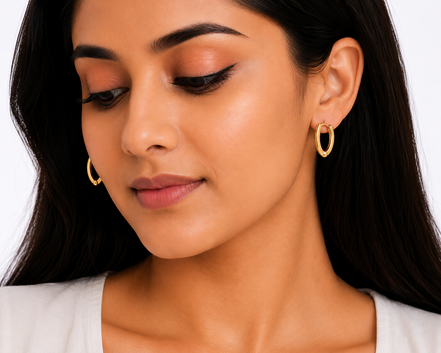 18K Gold Oval Hoop Earrings for Women.