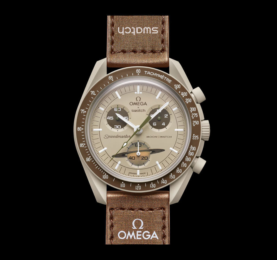 Swatch x Omega Bio ceramic Moon swatch Mission to Saturn.