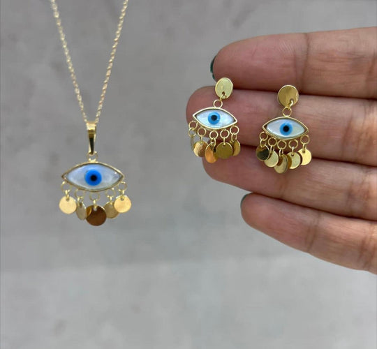 18k Gold EvilEye Set - navidjewellery