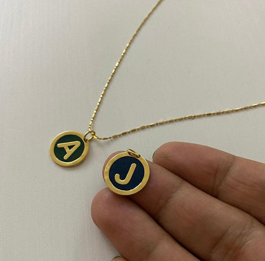 18K Gold letter pendant with color - navidjewellery