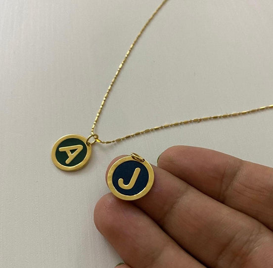 18K Gold letter pendant with color - navidjewellery