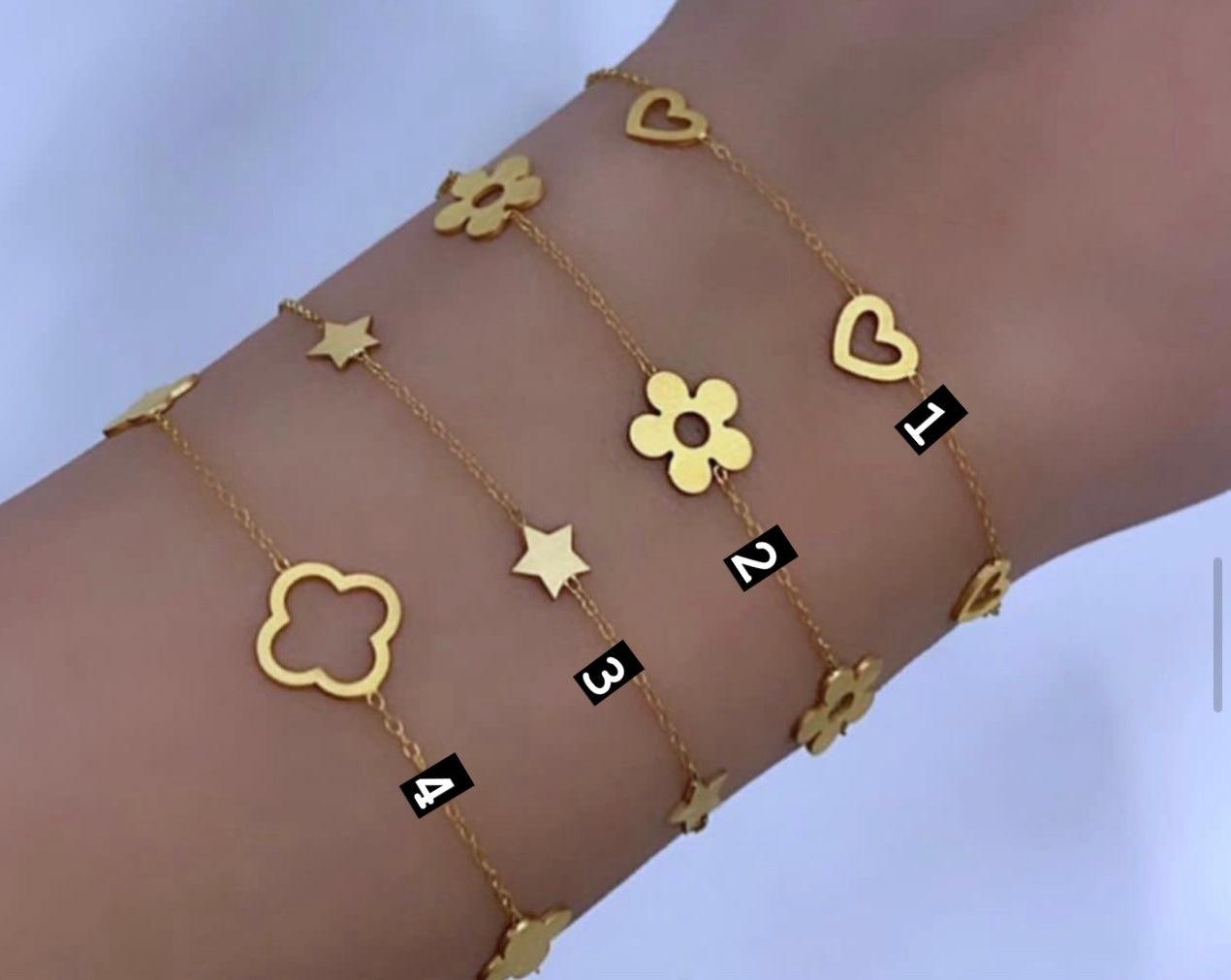 18K Gold Mix Designs Bracelet - navidjewellery